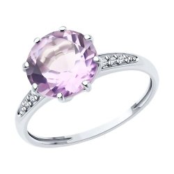 Кольцо из серебра с аметистом и фианитами (Арт.94-310-02040-2)