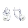 Серьги из серебра с жемчугом и фианитами (Арт.94023110)