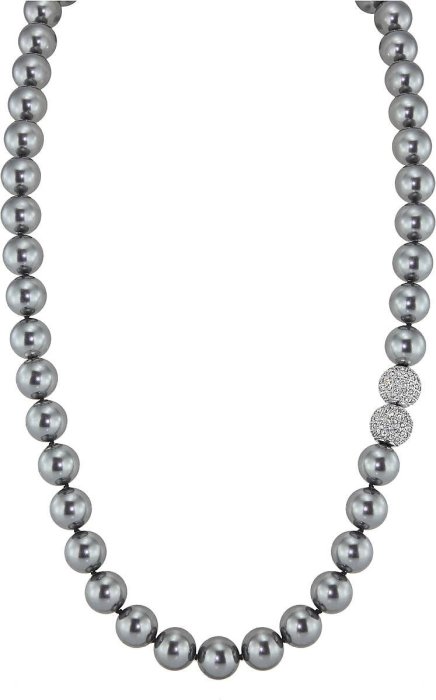 Ожерелье из серебра с жемчугом и куб. цирконием (Арт.32l-sk-30)