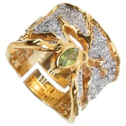 Серебряное кольцо BEAVERS с хризолитом 1092h