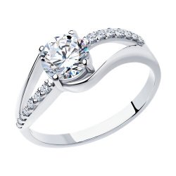 Кольцо с фианитом серебряное (Арт.94010862)