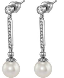 Серьги из серебра с жемчугом и кристаллом swarovski (Арт.aas-6-a-8-1-s)