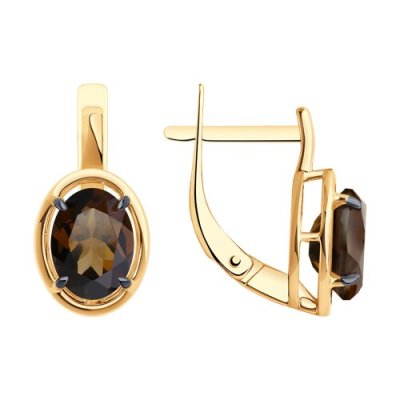 Серьги золотые с раухтопазом «Туманное сияние» Соколов (арт.51-320-01927-5)