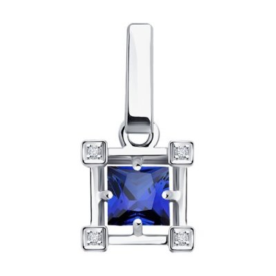 Подвеска из белого золота с бриллиантами и сапфиром (Арт.52-230-01717-1)
