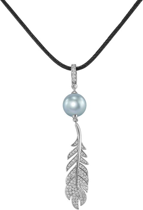 Кулон из серебра с жемчугом и куб. цирконием (Арт.cbp-4-36-27-s)