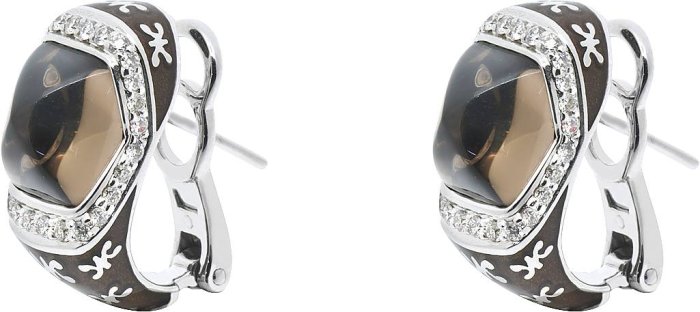 Серьги из белого золота с бриллиантом и кварцем (Арт.ek211lmwgoch_8832n)