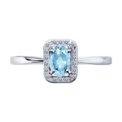 Кольцо из белого золота с аквамарином и бриллиантами «Морской рассвет» Соколов (арт.6014135)