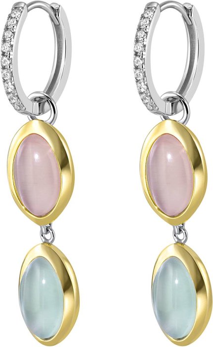 Серьги из серебра с кошачим глазом и куб. цирконием (Арт.fas-4-1-2-g)