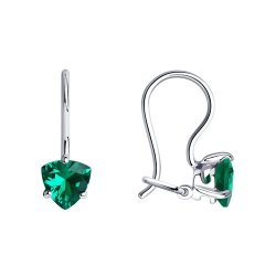 Серьги из серебра с зелеными фианитами (Арт.94020580)