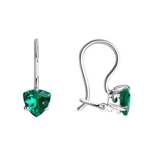 Серьги из серебра с зелеными фианитами (Арт.94020580)