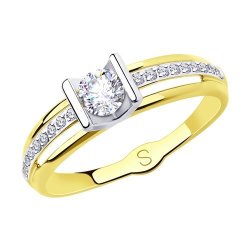 Кольцо из желтого золота с фианитами (Арт.018250-2)
