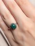 Серебряное кольцо с агатом зелёным синт. и марказитом TEOSA HR-957-GR