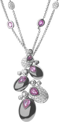 Ожерелье из белого золота с бриллиантом и сапфиром (Арт.pd_5205_b04)