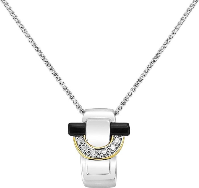 Кулон из золота с бриллиантом и ониксом (Арт.tg549bdb3)