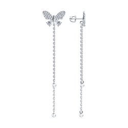 Серьги из серебра с фианитами (Арт.94026004)