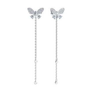 Серьги из серебра с фианитами «Летящее сияние» Соколов (арт.94026004)