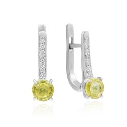 Серьги из золота с бриллиантом и сапфиром Русские Самоцветы (Арт.95981)