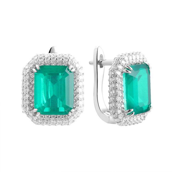 Серьги из серебра с ситаллом и фианитом (Арт.cz-e04276-x-w-eg-x-w)