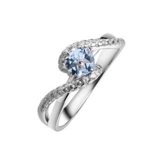 Кольцо с топазом и фианитами «Весенний Вихрь» серебро 925 Fresh Jewelry (арт.CZ-R00935-X-W-SBT-X-W)