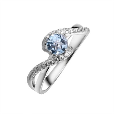 Кольцо с топазом и фианитами «Весенний Вихрь» серебро 925 Fresh Jewelry (арт.CZ-R00935-X-W-SBT-X-W)