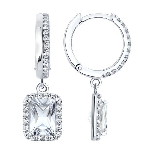 Серьги из серебра с горным хрусталем и фианитами (Арт.92023253)