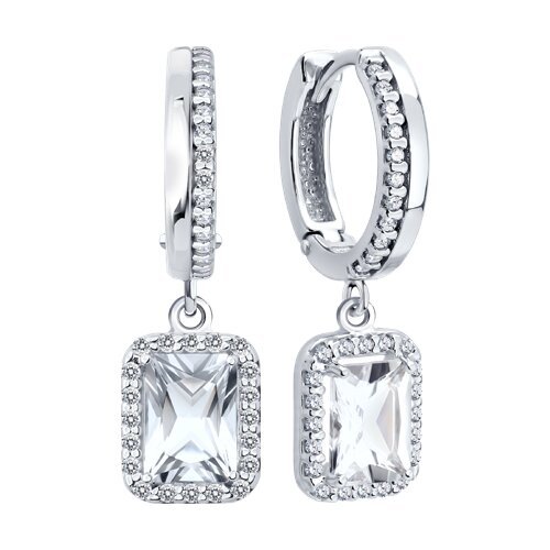 Серьги из серебра с горным хрусталем и фианитами (Арт.92023253)