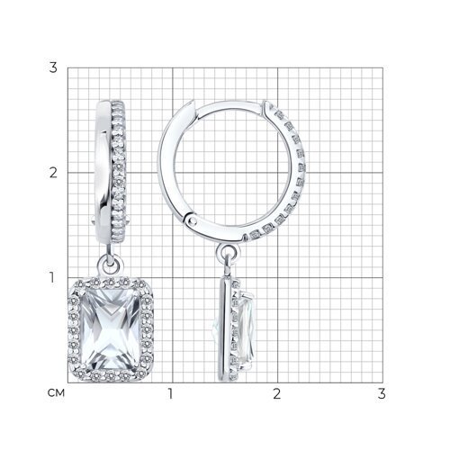 Серьги из серебра с горным хрусталем и фианитами (Арт.92023253)