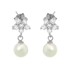 Серьги из серебра с жемчугом и куб. цирконием (Арт.hl-e1827-1-x-w-ps-x-w)