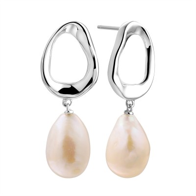 Серьги серебряные с жемчугом «Baroque Elegance» Fresh Jewelry (арт.PI-E423-12-X-W-PN-X-X)