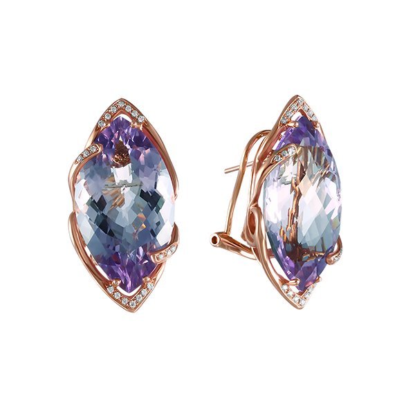 Серьги из золота с аметистом и бриллиантом (Арт.ce1018-0008_sr_pam_pink)