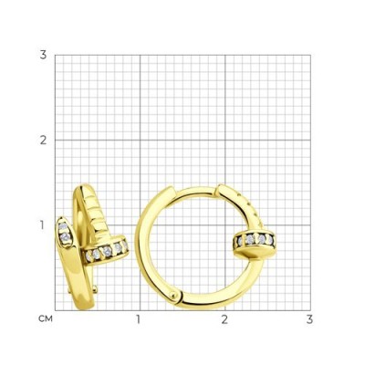 Серьги из золоченого серебра с фианитами «Золотой акцент» SOKOLOV (арт.9302)