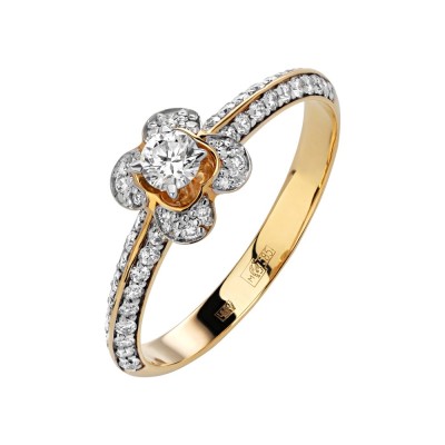 Кольцо с бриллиантом «Цветок Elegance» Estet (арт.01К6313549)
