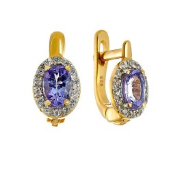Серьги из серебра с танзанитом и фианитом (Арт.sm-e00572-x-l-tn-x-w)