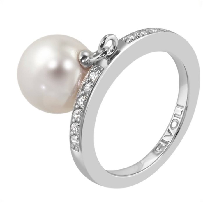 Кольцо из серебра с жемчугом и куб. цирконием (Арт.zar-14-10-1-s)