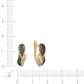 Серьги золотые с бриллиантами и цаворитами «Танец огня» Myjewels (арт.E29293R_SR_DN_TV_YG)