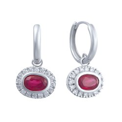 Серьги из белого золота с бриллиантом и рубином (Арт.e34344b_sr_ru_wg)