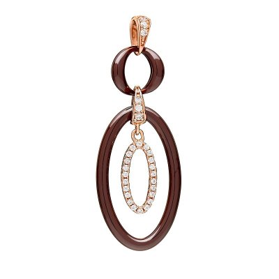 Кулон из серебра с керамикой и куб. цирконием (Арт.tc-p00235-br-g-x-x-w)