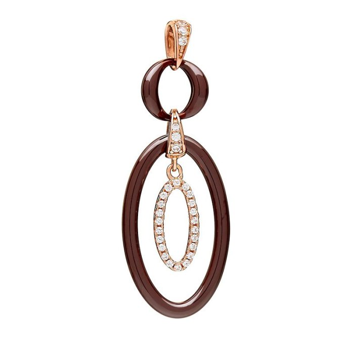 Кулон из серебра с керамикой и куб. цирконием (Арт.tc-p00235-br-g-x-x-w)