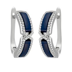 Серьги из серебра с керамикой и куб. цирконием (Арт.tm-e00622-vl-w-x-x-w)