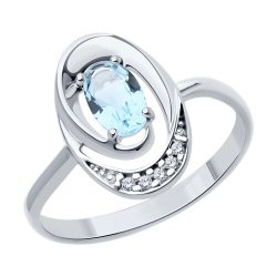Кольцо из серебра с топазом и фианитами (Арт.94-310-02686-2)