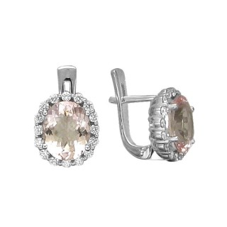 Серьги из белого золота с бриллиантами и морганитом «Garden Bloom» Estet (арт.01С627161-2)