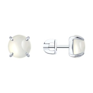 Серьги из серебра с лунным камнем «Ночная Луна» Соколов (арт.94-322-02384-3)
