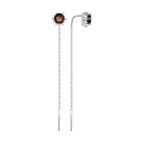 Серьги из серебра с гранатами и фианитами (Арт.92022159)