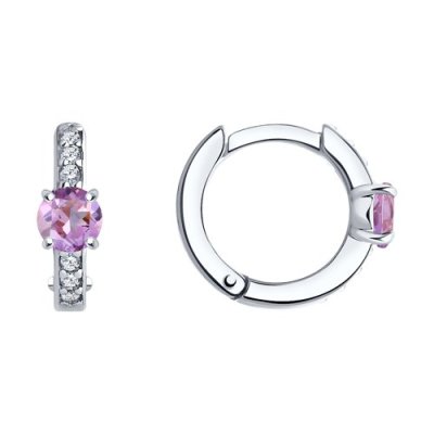 Серьги из серебра с аметистами и фианитами (Арт.92022417)