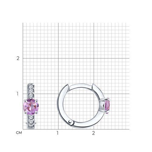 Серьги из серебра с аметистами и фианитами (Арт.92022417)
