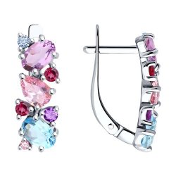 Серьги из серебра с миксом камней (Арт.92022773)