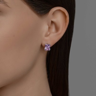 Серьги из серебра с фианитом «Сиреневая грань» Соколов (арт.94026836)