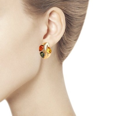 Серьги из серебра с янтарём «Три Стихии» Соколов (арт.93-320-00456-1)