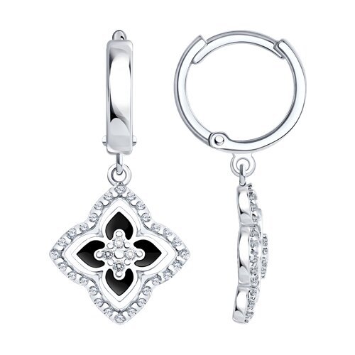 Серьги из серебра с фианитами и эмалью (Арт.94027261)