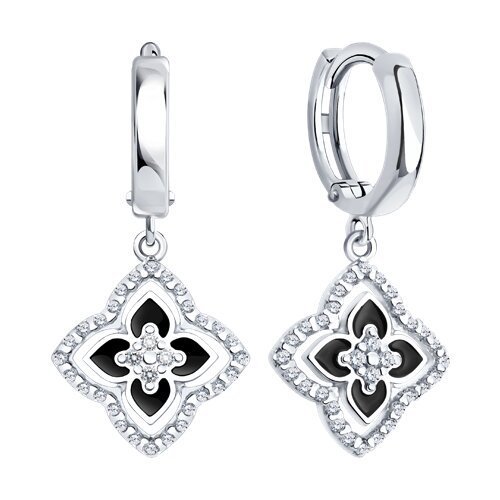 Серьги из серебра с фианитами и эмалью (Арт.94027261)